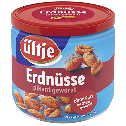 Ültje Erdnüsse pikant gewürzt, geröstet - 180g Dose - Nüsse & Nussmischungen, pikant gewürzt und vegan, perfekt für den Snackgenuss zwischendurch!