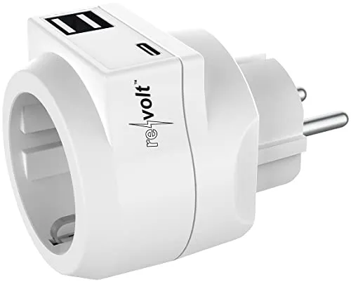 revolt Steckdosenadapter: 3in1-Steckdose mit USB Typ C & 2x USB Typ A, 230 Volt, 3,6 A, 18 Watt (Zwischenstecker, Netzteil, Steckdosen mit Ladefunktion)