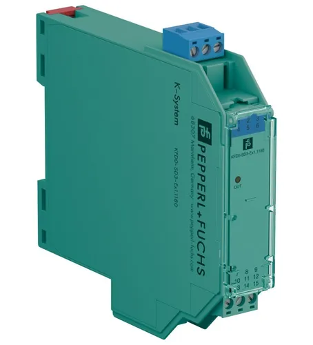 Pepperl+Fuchs Ventilsteuerbaustein KFD0-SD2-Ex1.1180 - Messtechnik-Leistungsverstärker, kompakter Ventilsteuerbaustein mit Schraubanschluss und Schnappbefestigung, ideal für sichere Anwendungen in der Automatisierungstechnik.
