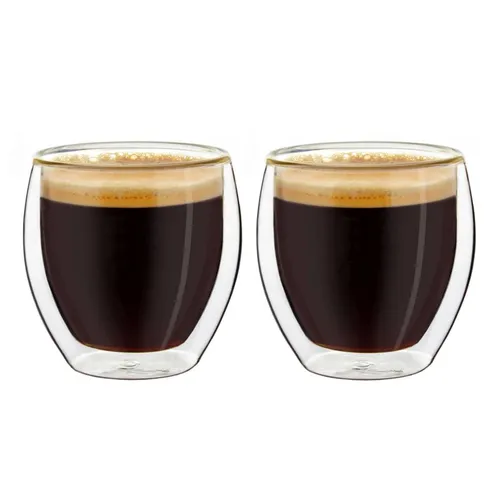 Creano 2er-Set doppelwandiges Espresso-Glas "bauchig" | 100ml