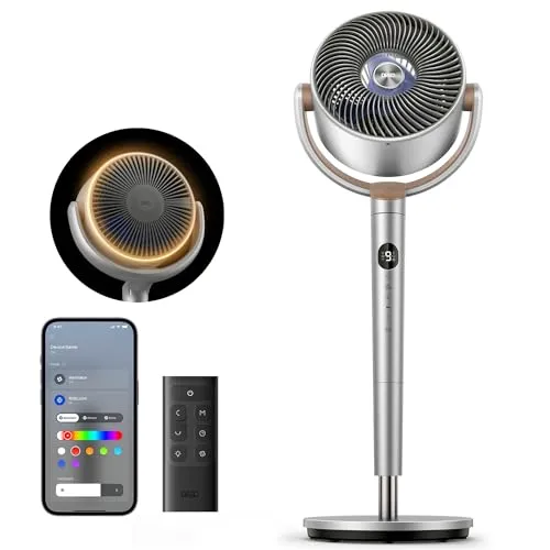 Dreo Smart Standventilator mit RGB Light – Leiser 120° Oszillator - Der DREO Smart Standventilator bietet kraftvollen Luftstrom, 9 Geschwindigkeiten und 3D-Oszillation für optimalen Komfort. Mit Fernbedienung und App-Steuerung genießen Sie individuelle Kühlung für jeden Raum.