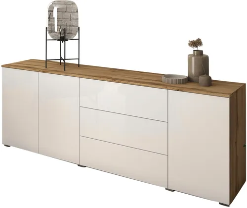 Sideboard INOSIGN "PARIS" in Weiß und Eiche, 190cm - Moderne Kommode mit Push-to-open-Funktion und viel Stauraum, ideal für individuelle Wohnräume.