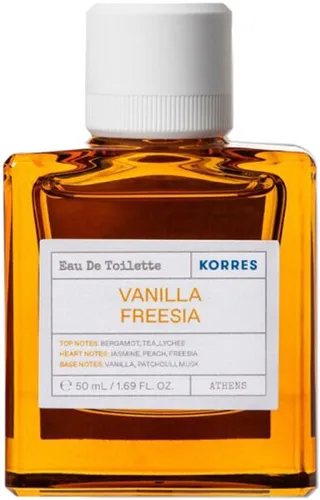 Korres Vanilla Freesia Eau de Toilette 50 ml - Damenduft mit einzigartiger Eleganz, vereint fruchtige Kopfnoten von Litschi und Bergamotte mit einer verführerischen Basis aus Vanille und Moschus.
