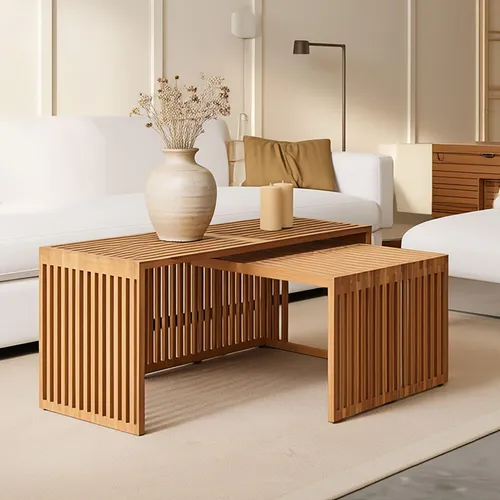 IDIMEX Couchtisch HAVANA – Massivholzmöbel aus recyceltem Teak - Couchtisch HAVANA aus recyceltem Teakholz, einzigartiges Lamellenmuster und natürliche Lackierung für ein gemütliches Wohnzimmer. Ideal für vielfältige Stellmöglichkeiten.