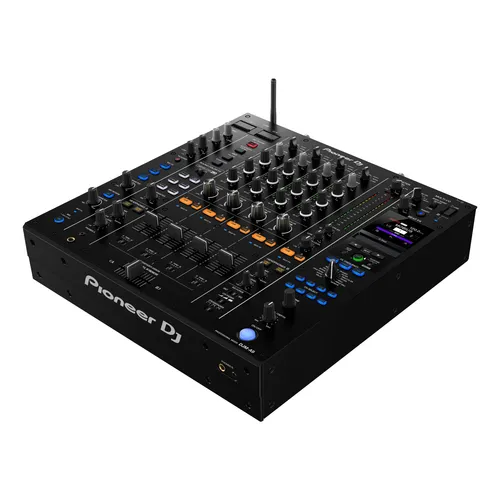 Pioneer DJ DJM-A9 DJ Mixer - 4-Kanal Club-Mixer mit hochwertigem 32-Bit-A/D-Wandler für herausragenden Klang und nahtlose Übergabe zwischen DJs. Ideal für professionelle DJ-Performances.