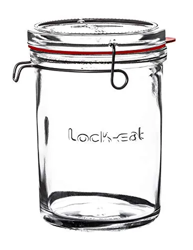Luigi Bormioli Einmachglas 1 L Lock-EAT, hochwertiges Bügelglas mit Gummidichtung, Einweckglas mit abnehmbarem Glasdeckel (Farbe: Transparent), Menge: 1 x Stück