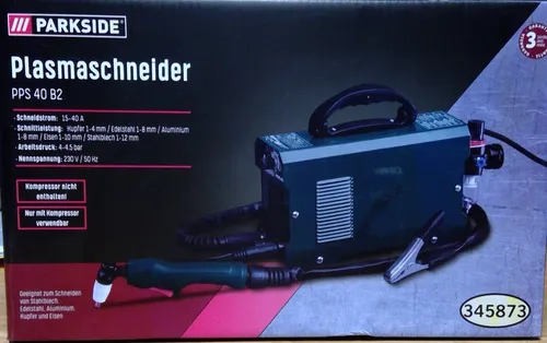 PARKSIDE Plasmaschneider PPS 40 B2 - Effizientes Schneiden von Stahlblech - Plasmaschneider für präzises Schneiden mit 40 A Schweißstrom, ideal für Heimwerker und Profis. Kompakt und leistungsstark mit 2,5m Kabellänge.