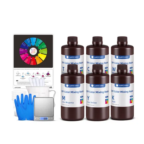 Anycubic DIY Color Mixing Resin - Zubehör für 3D-Drucker, mit diesem Kit können Sie Ihre eigenen Farbtöne mischen und individuelle Farbnuancen für kreative Projekte erstellen.