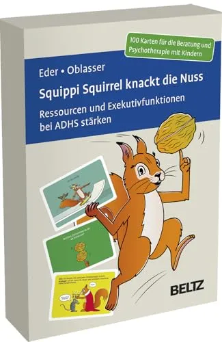 Squippi Squirrel knackt die Nuss - Angewandte Psychologie, unterstützt Kinder mit ADHS beim Entdecken ihrer Stärken und Potenziale durch ein motivierendes Kartenset.