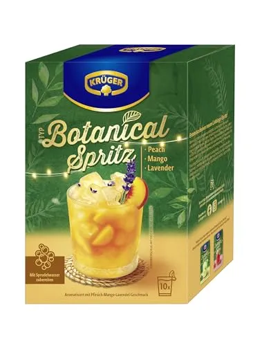 KRÜGER Botanical Spritz Pfirsich-Mango-Lavendel, 10 x 20g Sachets, mit Sprudelwasser zubereiten