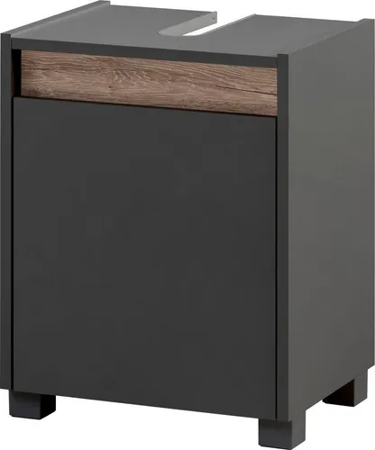 Schildmeyer Waschbeckenunterschrank Cosmo, anthrazit/wildeiche - Hochwertiger Badezimmerschrank aus FSC®-zertifiziertem Holzwerkstoff, made in Germany, mit pflegeleichter Oberfläche und einfachem Aufbau.