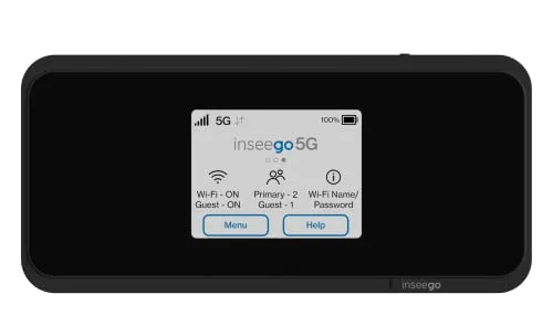 Inseego 5G MiFi M2000 Mobiler 5G Hotspot Router, WiFi 6, 4G LTE-Fallback, 2.4“ Touchscreen, Schnellladefunktion, bis zu 30 Geräte verbinden, schwarz