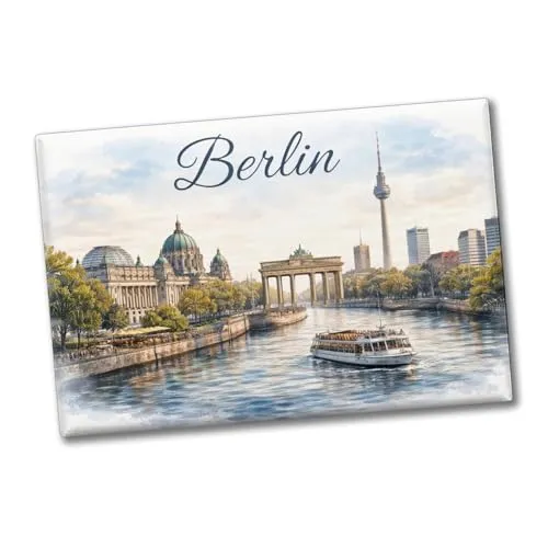 Berlin Skyline Souvenir Magnet Souvenir Brandenburger Tor Aquarell Lustiger Souvenir Magnet für Reiseliebhaber