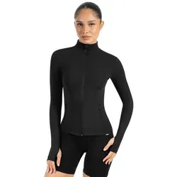 SMILODOX Damen Sportjacke Kenna – Taillierte Laufjacke mit Daumenlöchern - Sportliche Damenjacke mit figurschmeichelndem Schnitt und hohem Stehkragen. Praktische Reißverschlusstaschen und Daumenlöcher bieten Komfort und Funktionalität für Sport und Freizeit.