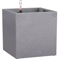 Lechuza Canto Stone Low 40 - Steingrau Komplettset - Garten-Zubehör: Hochwertiger, abwaschbarer Pflanzkübel mit 29 l Volumen für Innen- und Außenbereich, ideal für Blumen und Pflanzen.