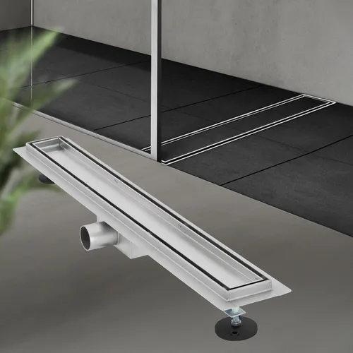 LuxeBath Duschrinne 70cm 2in1 - Befliesbar und extra flach - Duschkabinen & -wände - Hochwertige Edelstahl-Duschrinne mit 2-in-1 Ablaufrost-Design, ideal für eine barrierefreie Badezimmergestaltung und einfache Installation.