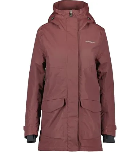 Didriksons Damen Winterjacke Frida Parka 7 Old Rust - Größe 42 - Funktionsjacke mit wind- und wasserdichtem Design, ideal für kaltes Wetter. Die feste Kapuze und der 2-Wege-Reißverschluss sorgen für optimalen Schutz und Komfort.