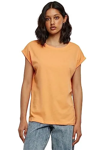 Urban Classics Damen T-Shirt Ladies Extended Shoulder Tee, T-Shirt mit überschnittenen Schultern, aus Baumwolle, erhältlich in vielen Farben, Papaya, L
