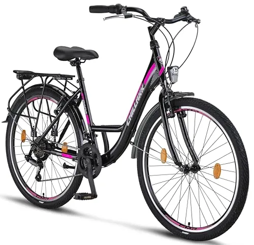 Chillaxx Bike Strada Premium City Bike - 26 & 28 Zoll, 21 Gang-Schaltung für alle - Fahrräder mit hervorragendem Preis-Leistungs-Verhältnis, ideal für den täglichen Gebrauch und ausgestattet mit hochwertiger Kettenschaltung für optimalen Fahrkomfort.