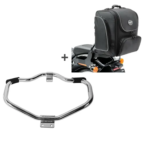 Set Sturzbügel + Hecktasche TM4 für Chopper / Custombikes 883 04-10 STM17