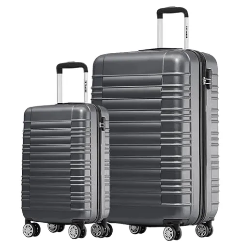 TRVLMORE Koffer & Trolleys - Koffer Set, Kofferset 2 Teilig, Handgepäck Koffer, Hartschalenkoffer Groß, Reisekoffer mit Rollen Groß - Trolley Handgepäck - Handgepäck Trolley Luggage - Grau