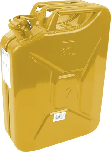Dönges 20 l Stahlblech Kraftstoffkanister, gelb - Robuster Kraftstoffkanister mit UN-Zulassung für sicheren Transport. Der breite Entlüftungskanal ermöglicht schnelles Entleeren, während die Innenlackierung Rost verhindert. Ideal für Benzin und Diesel.