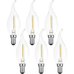 LED Filament Leuchtmittel Windstoß Kerze 1W = 15W E14 klar 822 extra warmweiß 2200K 6 x