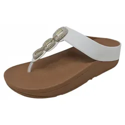Fitflop Damen Fino Crystal-Chain Sandale, weiß, 39 EU - Wanderschuhe mit ergonomischem Design für optimale Körperausrichtung und natürliche Fußgewölbeunterstützung, ideal für Alltag und Freizeit.