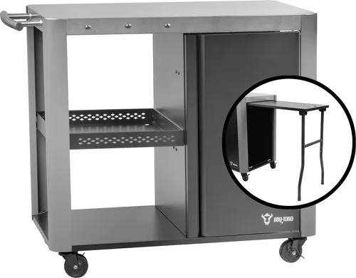 BBQ-Toro Grillwagen 95 x 50 x 80 cm | Silber - Grillwagen mit großer Arbeitsfläche von 85 x 50 cm, ideal für Grillutensilien und Zubereitung. Robuster, pulverbeschichteter Stahl sorgt für Langlebigkeit.