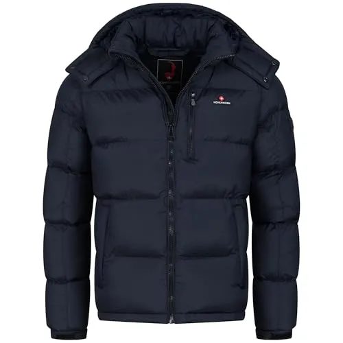 Höhenhorn Eiskar Herren Winter Jacke Dunkelblau Gr. M - Funktionsjacke mit effizienter Wärmeisolierung und abnehmbarer Kapuze für optimalen Schutz bei kaltem Wetter. Atmungsaktiv für angenehmes Tragegefühl, ideal für aktive Männer.