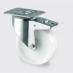 Polyamidrad TENTE mit Bremse, drehbar, 200 mm - Robustes Polyamidrad mit drehbarer Bremse. Ideal für den professionellen Einsatz, bietet eine Tragfähigkeit von bis zu 350 kg und ist temperaturbeständig von -40 °C bis +80 °C.
