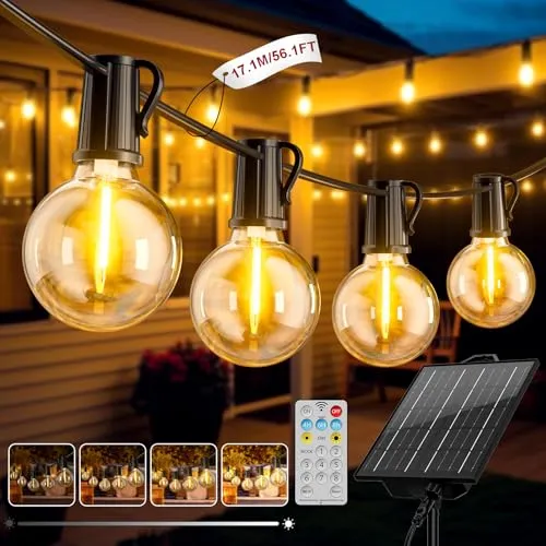 Solar Lichterkette Aussen 17.1M mit 8 Modi - Wetterfeste LED Solarlichterkette für Garten und Balkon mit 3600 mAh Akku. Genießen Sie bis zu 20 Stunden Licht, ideal für Partys und Feiern. Einfache Installation mit dimmbaren Funktionen und Zeitschaltuhr.