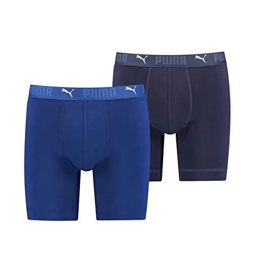 PUMA Herren Sports Boxershorts Blue Combo, M EU - Herren-Boxershorts mit TransDRY Technologie für effiziente Feuchtigkeitsregulierung, schnelltrocknend und aus Bio-Baumwolle für optimalen Tragekomfort.