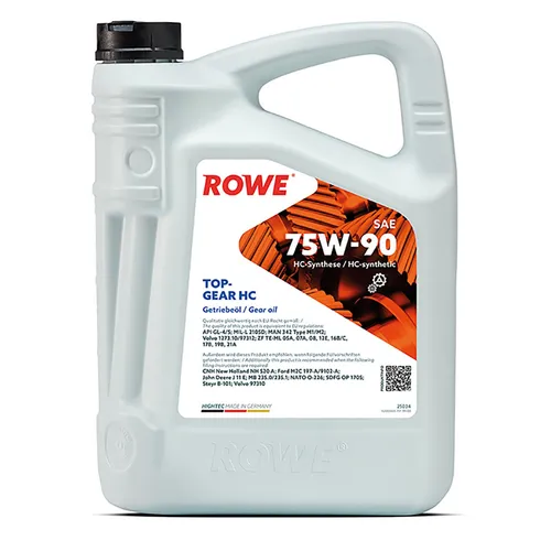 ROWE HIGHTEC TOPGEAR SAE 75W-90 HC 5l Getriebeöl - Hochwertiges Getriebeöl (5 L) für beste Leistung und Schutz, geeignet für zahlreiche Hersteller wie John Deere und Volvo, ideal für langlebige Getriebe.