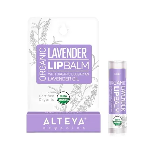 Alteya Bio Lippenbalsam Lavendel 4.5g – USDA Organic-zertifiziert Rein Natürlich Restaurativ – Lippenpflege auf der Basis von ätherischem Lavendelöl und selektierter Auswahl an Pflanzenbuttern