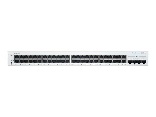 Cisco CBS220-48T-4X-UK Switch - 48-Port Gigabit Smart Switch - Zuverlässiger 48-Port Gigabit Smart Switch, ideal für Unternehmen. Mit Rackmontage und 3 Jahren Garantie, bietet er hohe Leistung und Effizienz für Ihr Netzwerk.