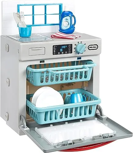 little tikes First Dishwasher - Interaktiver Geschirrspüler für Kinder - Haushaltsspielzeug mit 14 realistischen Küchenutensilien für stundenlangen Rollenspielspaß, ideal für kleine Räume und Kinder ab 2 Jahren.
