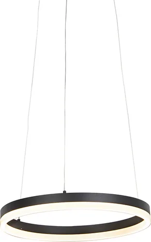 QAZQA Design-Ring-Hängelampe Schwarz 40 cm mit LED und Dimmer - Anello - Elegante Deckenleuchte mit dimmbarem LED-Ring. Ideal zur individuellen Lichtgestaltung in jedem Raum. Ein modernes Highlight für dein Zuhause!