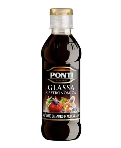 Ponti Balsamic Vinegar of Modena Glaze, 250 g - Italienische Spezialität für köstliche Gerichte - Essige – Verleihen Sie Ihren Speisen mit dieser süß-sauren Balsamicocreme eine italienische Note. Ideal für Antipasti, Salate und zum Dekorieren.