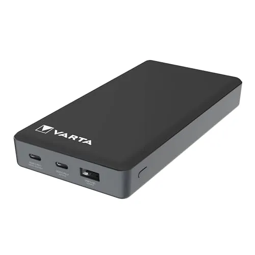 VARTA Power Bank 20000mAh - Power on Demand mit 4 Anschlüssen - Externe Handyakkus mit 20000mAh Kapazität, ideal zum gleichzeitigen Laden von bis zu 3 Geräten, ausgestattet mit neuester USB Type C-Technologie für schnelles Laden und umweltschonender Verpackung.