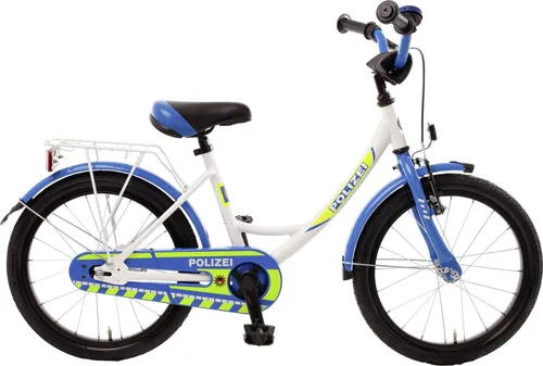 Bachtenkirch Kinderfahrrad POLIZEI 18", kristall-weiß/blau/neon - Kinderfahrrad im Polizei-Design, inspiriert von modernen Einsatzfahrzeugen, ideal für kleine Abenteuer und viel Spaß beim Fahren.