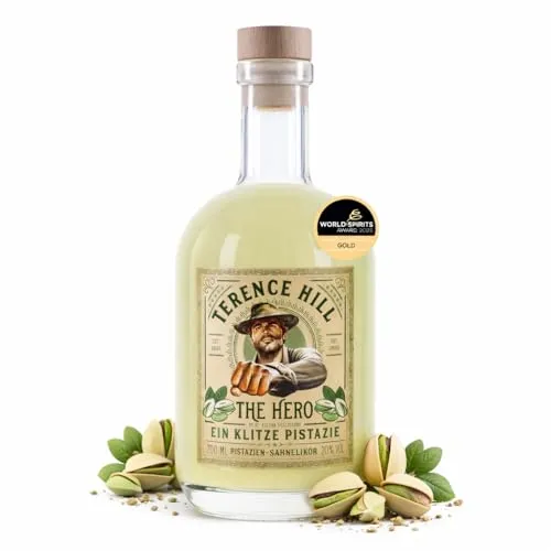 St. Kilian Terence Hill - Ein Klitze Pistazie - Premium Pistazien-Sahnelikör mit 21,0% Vol., cremig und vollmundig, ideal für puren Genuss oder auf Eis. Ein echter Hingucker in jeder Bar!