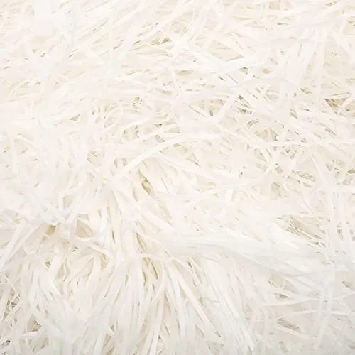 zerkleinertes Seidenpapier, Shred Seidenpapier, Stroh für Gastgeschenke, Raffia Korb für Geschenke, Füllmaterial, Geschenkverpackung, Dekoration für Partys, Weiß 50 g