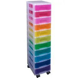 Really Useful Box Aufbewahrungs-Boxenturm - 11 Schubladen, 7 Liter - Praktischer Aufbewahrungs-Boxenturm mit 11 transparenten Schubladen, ideal zur Organisation von Büro- und Bastelmaterial. Inklusive 4 Rollen für einfachen Transport und stabiler Konstruktion.