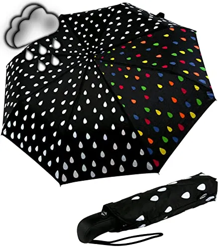 iX-brella first class Automatik Wetprint - Farbwechsel Regenschirm - Taschenschirm für Damen mit faszinierendem Farbwechsel bei Nässe, ergonomischem Griff und Auf-Zu Automatik für maximalen Tragekomfort.
