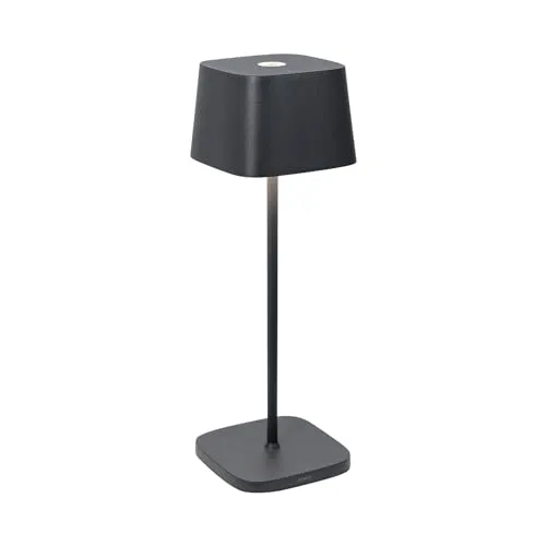 Zafferano Ofelia Pro Dunkelgraue LED-Tischlampe - Stylische dimmbare LED-Tischlampe für Innen- und Außenbereich, mit 9 Stunden Akkulaufzeit und warmer Lichtfarbe (2200–3000 K) ideal für Bars und Wohnräume.