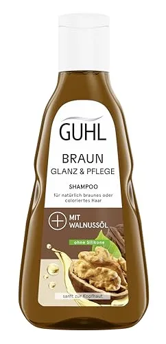 Guhl Braun Faszination Shampoo 250 ml - Für strahlendes braunes Haar - Shampoo für brünettes Haar mit 92% natürlichen Inhaltsstoffen, spendet Feuchtigkeit und bringt Farbe zum Strahlen. Hergestellt in Deutschland und ohne Silikone.