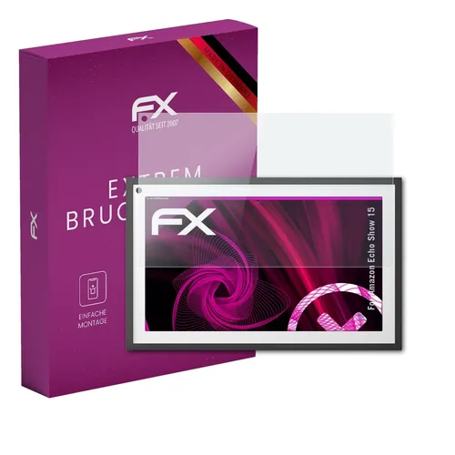 atFoliX Glasfolie für Amazon Echo Show 15 Displayfolie 9H Schutzpanzer