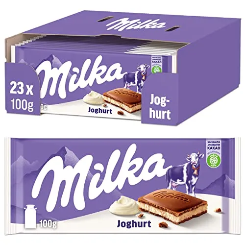 Milka Joghurt Tafel 23 x 100g, Schokoladentafel mit cremiger Joghurt-Füllung, Noch schokoladiger
