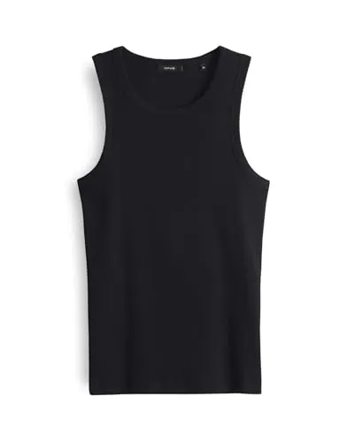 OPUS Shirttop Ilesso schwarz 36 – Nachhaltig & modisch - Schwarzes ärmelloses Shirttop aus 100% recyceltem Polyester. Schmale Passform und abgesteppte Saumkante für einen modernen Look. Ideal für vielfältige Anlässe.